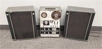 AKAI M-9 reel to reel tape player with speakers &