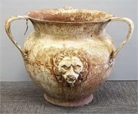 Cast iron 3 handled flower pot with lion head