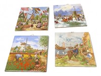 4 Holland Hand Painted Tiles