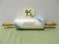Blue & White Pottery Club Rolling Pin w/ Wood -
