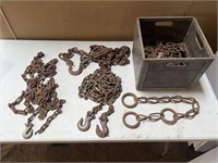 Crate of various sized chains