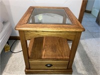 2 Tier Beveled Glass Top End Table