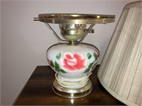 Hand Painted Hurricane Style Parlor Lamp