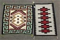 2 Navajo rugs with designs - 27" x 27" & 19" x 30"