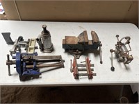 Vice grip, 4 other clamps, & bottle jack