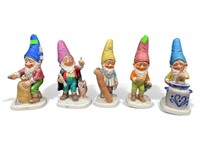 5 Vintage Goebel Gnomes