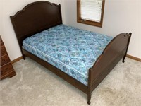 Vintage Wood Bed Frame w/Mattress Full