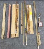 Group of bamboo, etc. fishing rods including