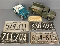 Vintage Buddy L truck, Tonka Jeep & Minnesota