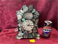 Resin clock case with abalone shells 10” tall