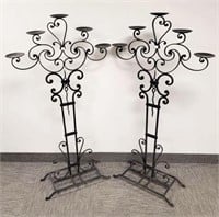 2 matching metal decorative plant / candle stands