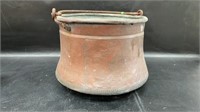 Old cauldron in copper brass and wrought iron