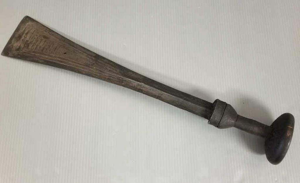 Vintage hand forged African sword with wood handle