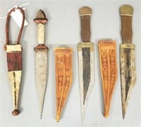 3 vintage African knives with sheathes - 12"