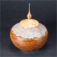 Raku Art Pottery Jar Vessel Lidded Signed