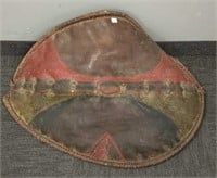 Vintage decorated African wood & leather shield -