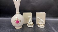 3 Lenox Porcelain Vase and Trinket boxes Dolphins