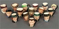 16 mini Royal Doulton toby mugs - 1 1/4" tall