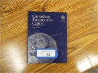 Folder with 20 Canadian quarters - some silver