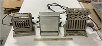 3 vintage toasters -one is missing cord