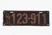 1921 ONTARIO LICENSE PLATE