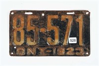 1923 ONTARIO LICENSE PLATE