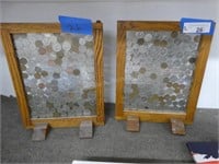 2 glass displays of Canadian coins approx. 10x12"