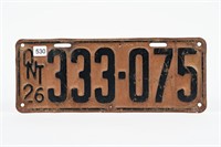 1926 ONTARIO LICENSE PLATE