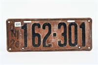 1926 ONTARIO LICENSE PLATE