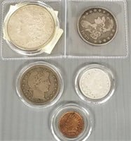 5 U.S. silver, etc. coins - 1833 capped bust 50