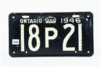 1946 ONTARIO LICENSE PLATE