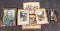 6 vintage framed prints, etc. including Ruth