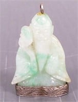 Antique carved jade figural pendant - 1 1/2"
