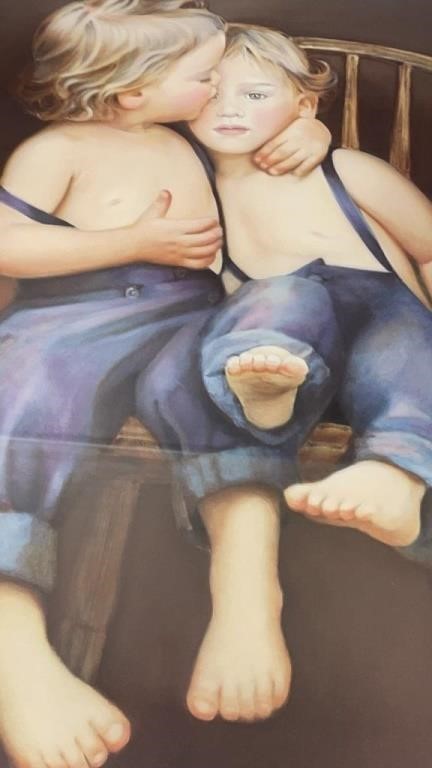 Nancy Noel Amish Twins Print Framed with Studio