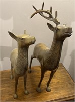 Buck & doe bronze statues