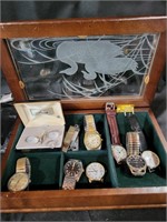 VTG Jewelry Box w/ Watches & Accessories