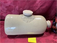 Antique English stoneware hot water bottle 9 1/2”
