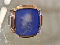 14K GOLD MENS RING SZ9.5 WITH LAPIS