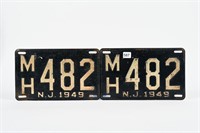 PAIR OF 1949 NEW JERSEY LICENSE PLATES