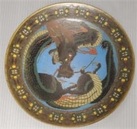 Antique Chinese Cloisonne dragon motif tray -