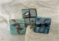 3 Artful Hand Crafted Lightly Scented Soaps