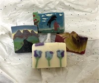 4 Artful Hand Crafted Lightly Scented Soaps