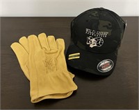 Large deer skin Leather gloves, Hat