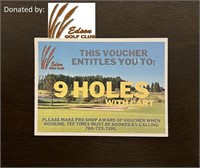 Voucher for 9 Holes with cart Value $50