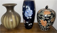 Porcelain Painted Jar, Large Blue Vase, Round Vase