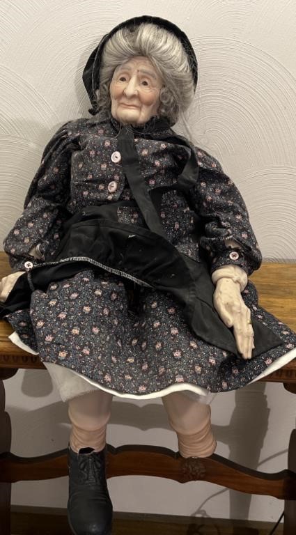 Large grandmother doll w broken foot