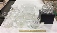 Glassware lot w/ vases, bowl & plate w/Daum