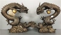 2 bronze dragon fountain figures - 14 1/2" x 13"