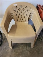 4 STACKING RESIN PATIO CHAIRS