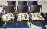 6 METAL AND WOVEN OUTDOOR CHAIRS